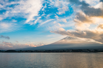 Japan landscape with Mount Fuji and Lake Kawaguchi