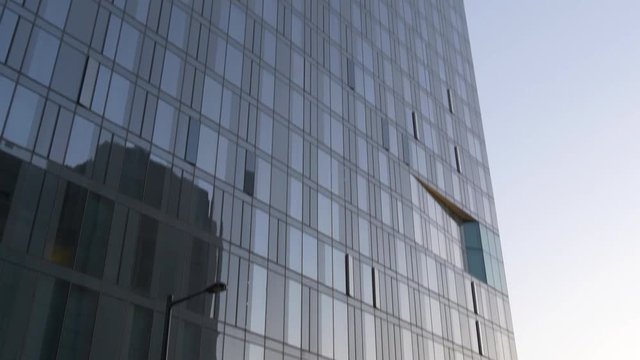 philadelphia city sunset office building down to top view 4k usa
