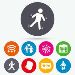 Women pregnancy icon. Human running symbol.