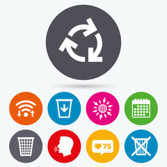 Recycle bin icons. Reuse or reduce symbol.