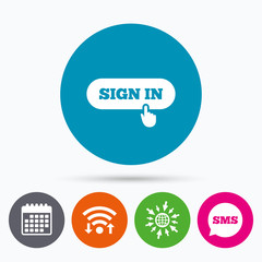 Sign in with hand pointer icon. Login symbol
