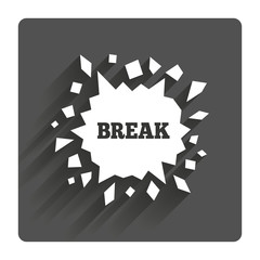 Break it. Cracked hole icon. Smashed wall.