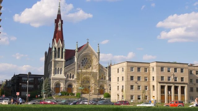 summer day philadelphia saint francis xavier church 4k pennsylvania usa
