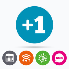 Plus one sign. Add one symbol.