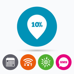 10 percent sale pointer tag sign icon.