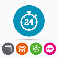 24 hours Timer sign icon. Stopwatch symbol.
