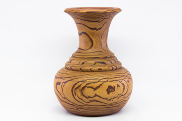 wooden vase on white background