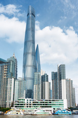 View of ferry station on the Huangpu River, Shanghai, China