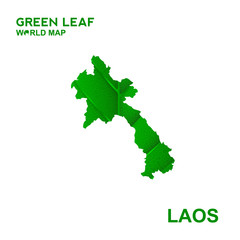 Map Of Laos,Nature green leaf, vector illustration