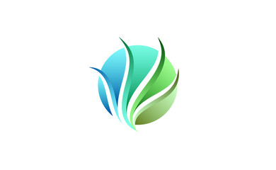 nature sphere beauty circle logo, spa symbol icon vector design