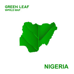 Map Of Nigeria,Nature green leaf, vector illustration