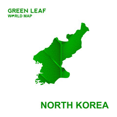 Map Of North Korea,Nature green leaf, vector illustration