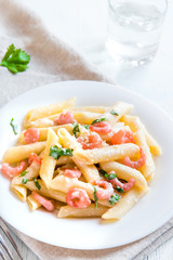 Penne pasta with shrimps