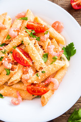 Shrimp pasta with tomato sauce