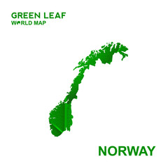 Fototapeta premium Map Of Norway,Nature green leaf, vector illustration