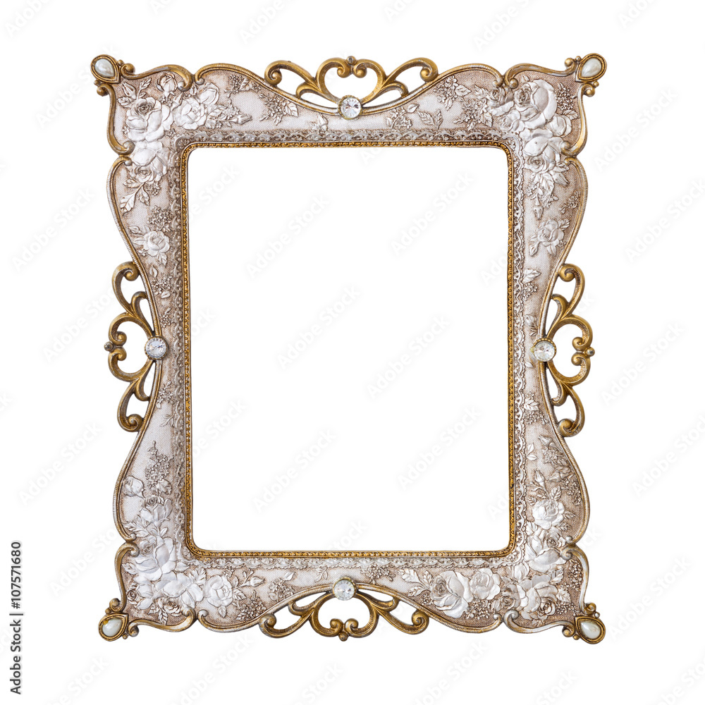 Wall mural antique golden frame isolated on white background