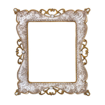 recommend clip art: Antique golden frame isolated on white background