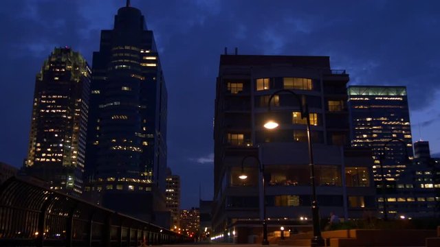 night illumination jersey city pier hotel panorama 4k new jersey usa
