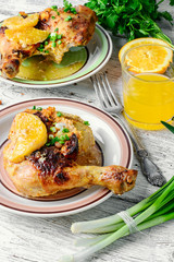 drumstick on porcelain plate