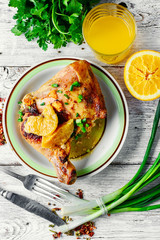 drumstick on porcelain plate