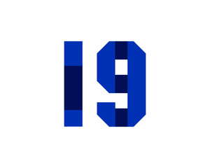 19 blue ribbon number logo