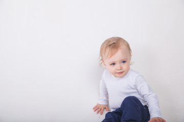 Happy baby isolated on white