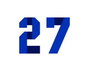 27 blue ribbon number logo