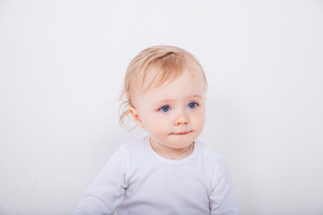 Naklejka premium Happy baby isolated on white