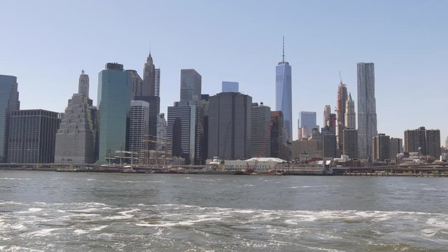brooklyn bay summer day manhattan downtown panorama 4k usa
