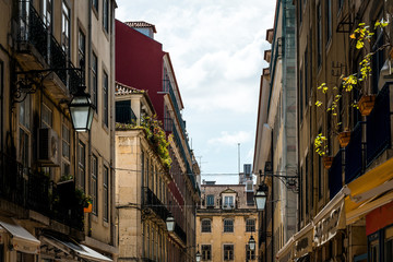 Beautiful street view of historic architectural in Lisbon, Portu