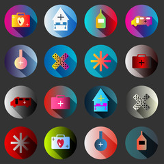 medical symbols with shadow color icon collection