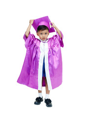 boy in graduation gown .
