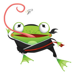 Creative Illustration and Innovative Art: Frog Ninja - Character Design. Realistic Fantastic Cartoon Style Artwork Scene, Wallpaper, Story Background, Card Design
