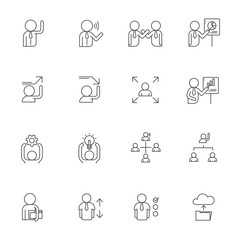 Management line icons, linear, Vector illustration.