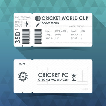 Cricket ticket card design. Vector illustration.