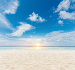 Fototapeta na wymiar sand and beach with sunset