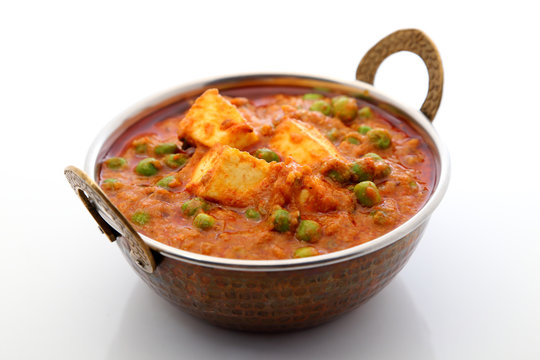 Mutter Paneer , Indian Dish Cottage cheese and Peas immersed in