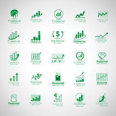 Financial Icons Set-Isolated On Gray Background-Vector Illustration,Graphic Design