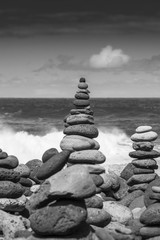 stacks - towers from pebbles on the beach