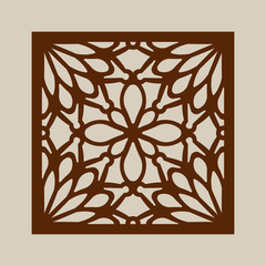 Geometric ornament. The template pattern for decorative panel. A picture suitable for printing, engraving, laser cutting paper, wood, metal, stencil manufacturing. Vector. Easy to edit
