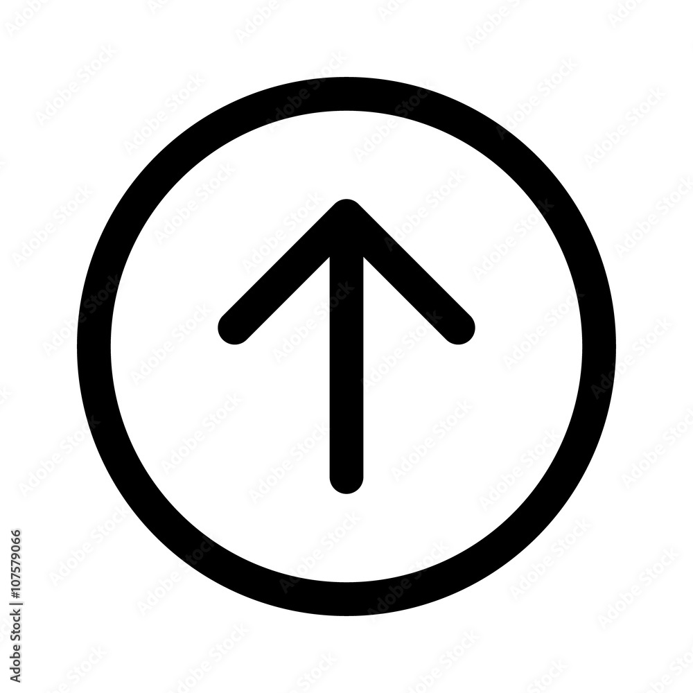 Poster rounded up arrow or up directional arrow line art icon for apps and websites