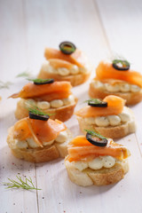 Smoked salmon canapés.