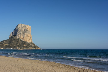 Penon de Ifach mountain and the Mediterranean sea in Calpe, Spain.