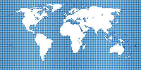World Map Dotted Blue 2 Medium Dots