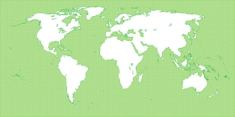 Fototapeta na wymiar World Map Dotted Green 2 Medium Dots