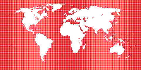 World Map Dotted Red 2 Medium Dots