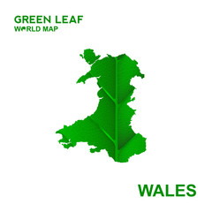 Map Of Wales,Nature green leaf, vector illustration