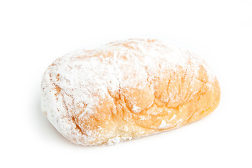 Butter Bun with Powdered Sugar on white isolated