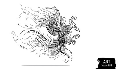 The visual line art of fantasy bird