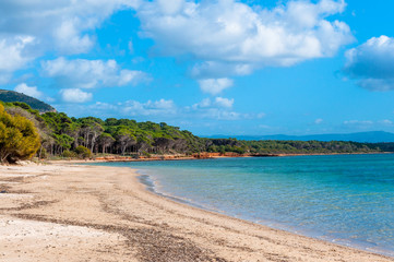 landscape of mugoni beach sardinia